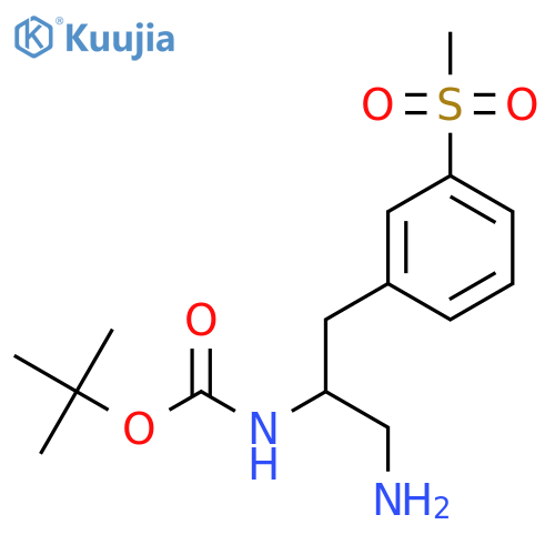 tert-butyl N-1-amino-3-(3-methanesulfonylphenyl)propan-2-ylcarbamate structure