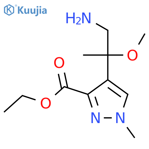 ethyl 4-(1-amino-2-methoxypropan-2-yl)-1-methyl-1H-pyrazole-3-carboxylate structure