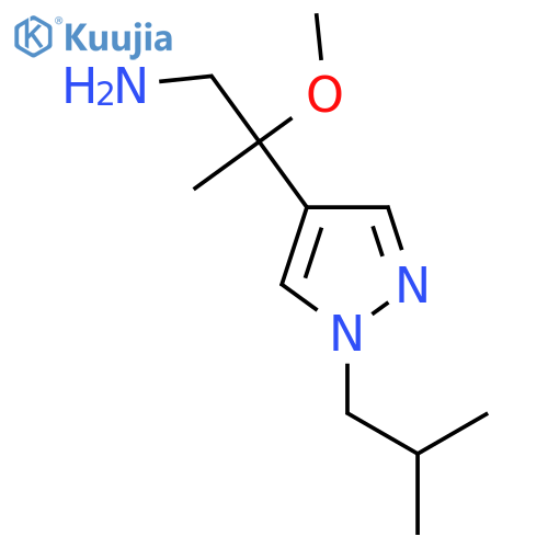 2-methoxy-2-1-(2-methylpropyl)-1H-pyrazol-4-ylpropan-1-amine structure