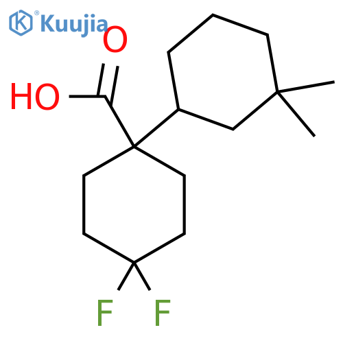 1-(3,3-Dimethylcyclohexyl)-4,4-difluorocyclohexane-1-carboxylic acid structure