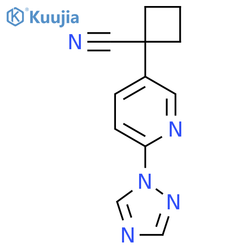 1-6-(1H-1,2,4-triazol-1-yl)pyridin-3-ylcyclobutane-1-carbonitrile structure