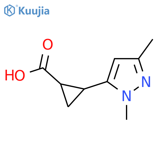 2-(1,3-dimethyl-1H-pyrazol-5-yl)cyclopropane-1-carboxylic acid structure