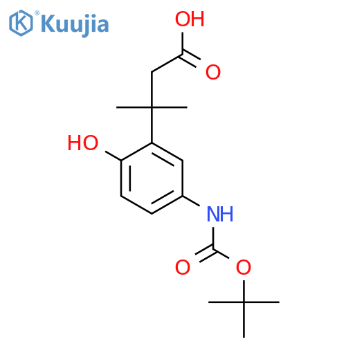 3-(5-{(tert-butoxy)carbonylamino}-2-hydroxyphenyl)-3-methylbutanoic acid structure