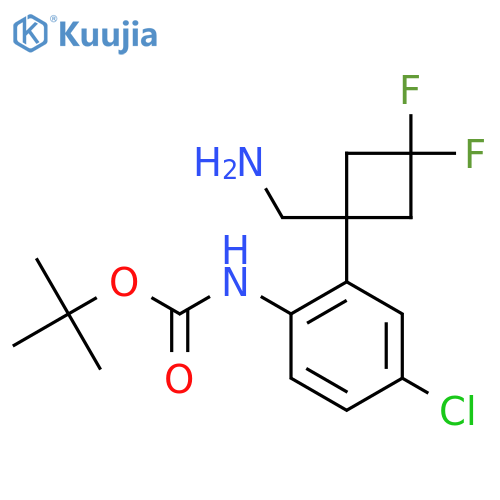 tert-butyl N-{2-1-(aminomethyl)-3,3-difluorocyclobutyl-4-chlorophenyl}carbamate structure