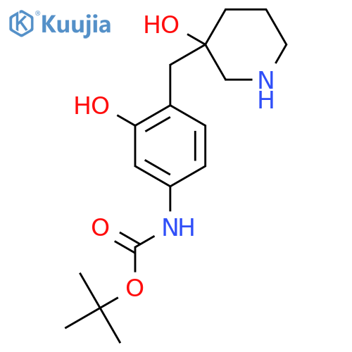 tert-butyl N-{3-hydroxy-4-(3-hydroxypiperidin-3-yl)methylphenyl}carbamate structure