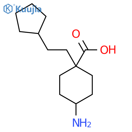 4-amino-1-(2-cyclopentylethyl)cyclohexane-1-carboxylic acid structure