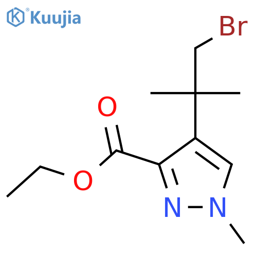 ethyl 4-(1-bromo-2-methylpropan-2-yl)-1-methyl-1H-pyrazole-3-carboxylate structure
