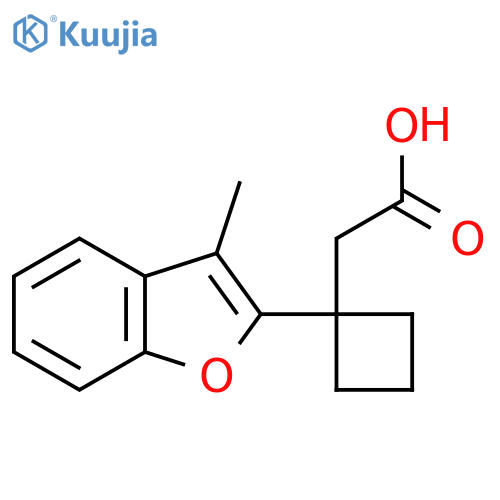 2-1-(3-methyl-1-benzofuran-2-yl)cyclobutylacetic acid structure