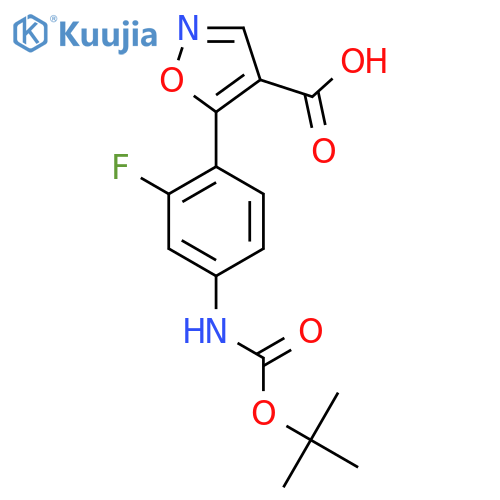 5-(4-{(tert-butoxy)carbonylamino}-2-fluorophenyl)-1,2-oxazole-4-carboxylic acid structure