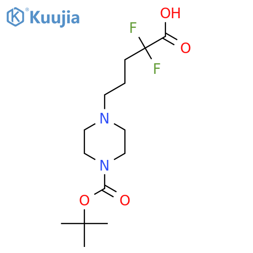5-{4-(tert-butoxy)carbonylpiperazin-1-yl}-2,2-difluoropentanoic acid structure