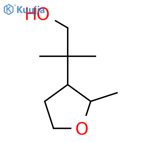 2-methyl-2-(2-methyloxolan-3-yl)propan-1-ol structure