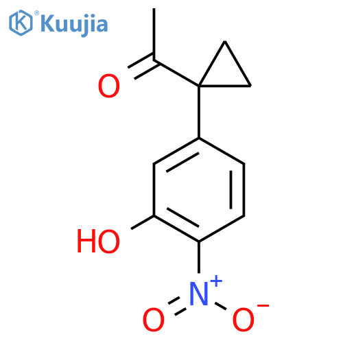 1-1-(3-hydroxy-4-nitrophenyl)cyclopropylethan-1-one structure