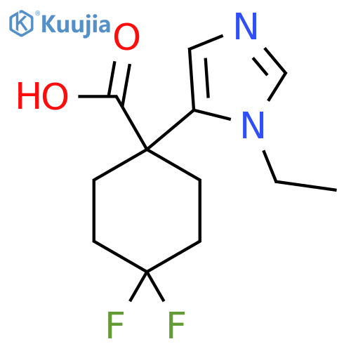 1-(1-ethyl-1H-imidazol-5-yl)-4,4-difluorocyclohexane-1-carboxylic acid structure