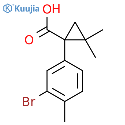1-(3-bromo-4-methylphenyl)-2,2-dimethylcyclopropane-1-carboxylic acid structure