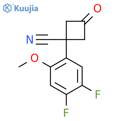 1-(4,5-difluoro-2-methoxyphenyl)-3-oxocyclobutane-1-carbonitrile structure