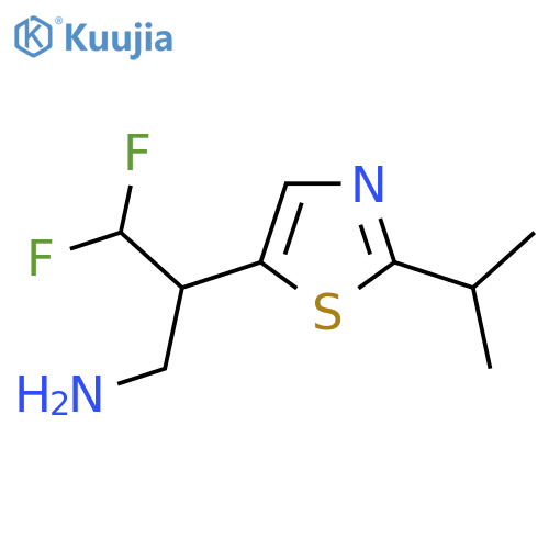 3,3-difluoro-2-2-(propan-2-yl)-1,3-thiazol-5-ylpropan-1-amine structure