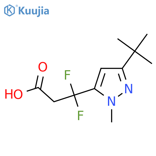 3-(3-tert-butyl-1-methyl-1H-pyrazol-5-yl)-3,3-difluoropropanoic acid structure