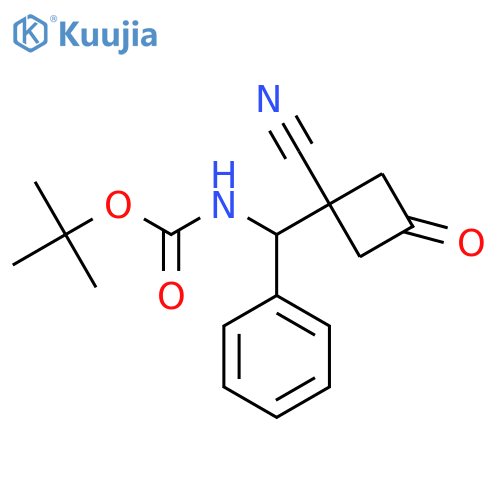 tert-butyl N-(1-cyano-3-oxocyclobutyl)(phenyl)methylcarbamate structure