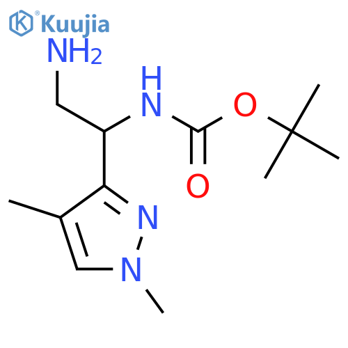 tert-butyl N-2-amino-1-(1,4-dimethyl-1H-pyrazol-3-yl)ethylcarbamate structure