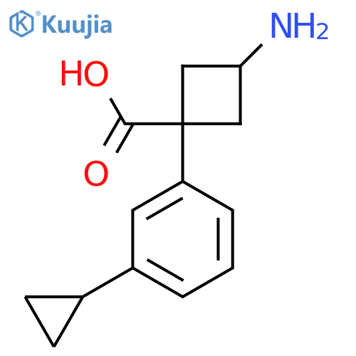 3-amino-1-(3-cyclopropylphenyl)cyclobutane-1-carboxylic acid structure