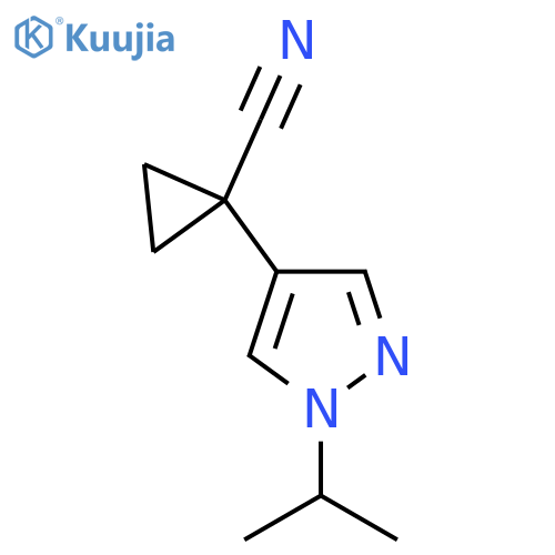 1-1-(propan-2-yl)-1H-pyrazol-4-ylcyclopropane-1-carbonitrile structure