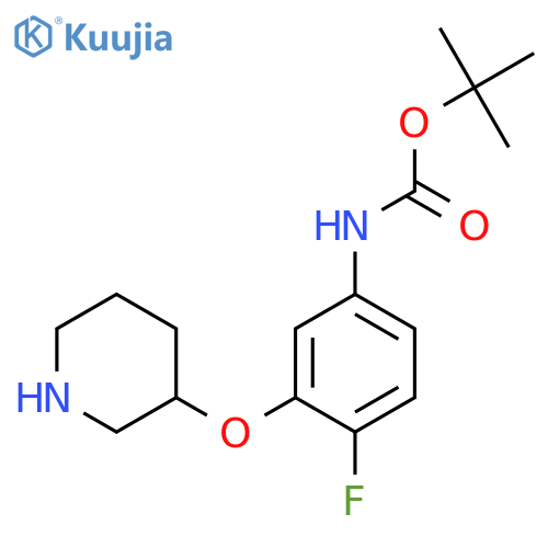 tert-butyl N-4-fluoro-3-(piperidin-3-yloxy)phenylcarbamate structure