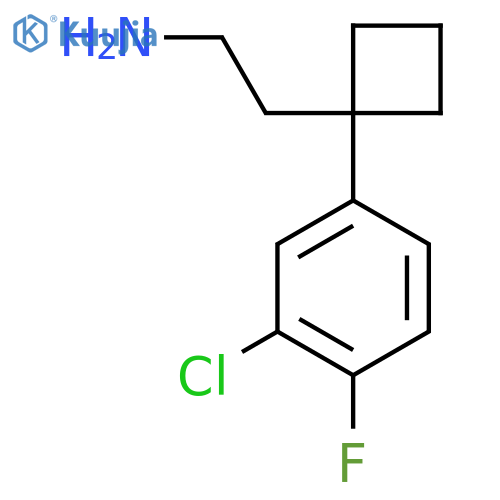 2-1-(3-chloro-4-fluorophenyl)cyclobutylethan-1-amine structure