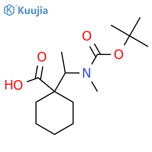 1-(1-{(tert-butoxy)carbonyl(methyl)amino}ethyl)cyclohexane-1-carboxylic acid structure