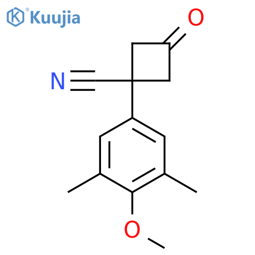 1-(4-methoxy-3,5-dimethylphenyl)-3-oxocyclobutane-1-carbonitrile structure