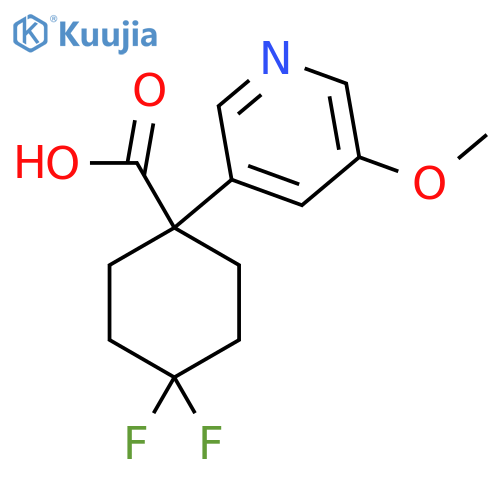 4,4-difluoro-1-(5-methoxypyridin-3-yl)cyclohexane-1-carboxylic acid structure