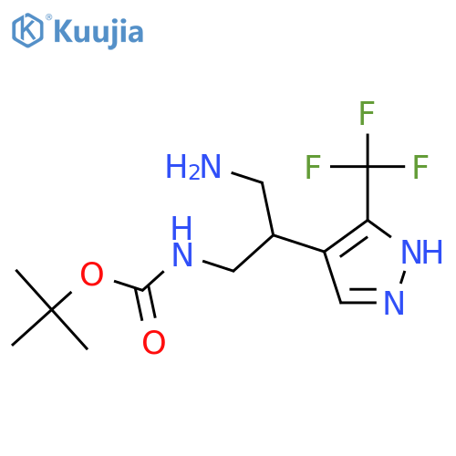 tert-butyl N-{3-amino-2-3-(trifluoromethyl)-1H-pyrazol-4-ylpropyl}carbamate structure