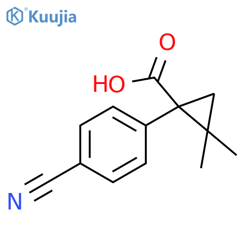 1-(4-cyanophenyl)-2,2-dimethylcyclopropane-1-carboxylic acid structure