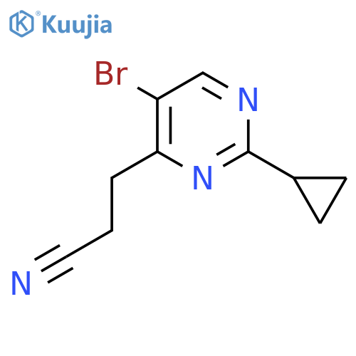 3-(5-bromo-2-cyclopropylpyrimidin-4-yl)propanenitrile structure