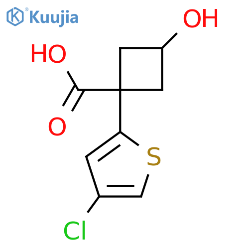 1-(4-chlorothiophen-2-yl)-3-hydroxycyclobutane-1-carboxylic acid structure
