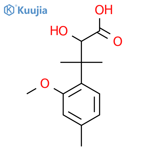 2-hydroxy-3-(2-methoxy-4-methylphenyl)-3-methylbutanoic acid structure