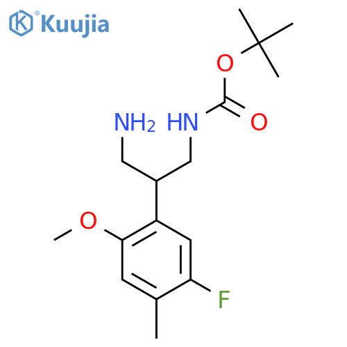 tert-butyl N-3-amino-2-(5-fluoro-2-methoxy-4-methylphenyl)propylcarbamate structure