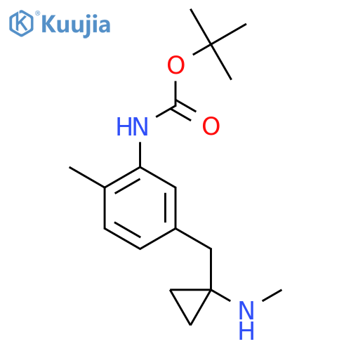 tert-butyl N-(2-methyl-5-{1-(methylamino)cyclopropylmethyl}phenyl)carbamate structure