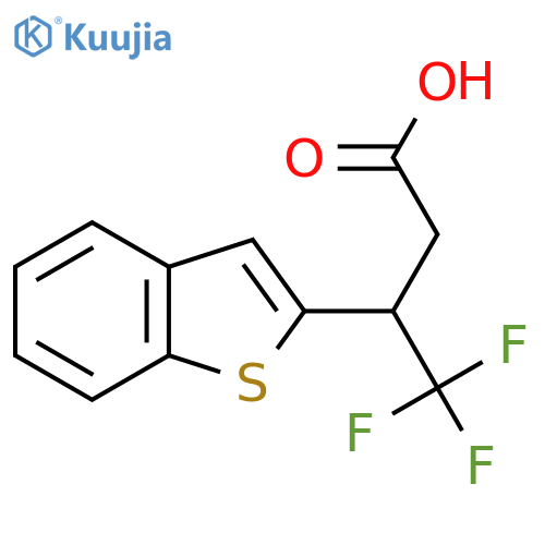 3-(1-benzothiophen-2-yl)-4,4,4-trifluorobutanoic acid structure