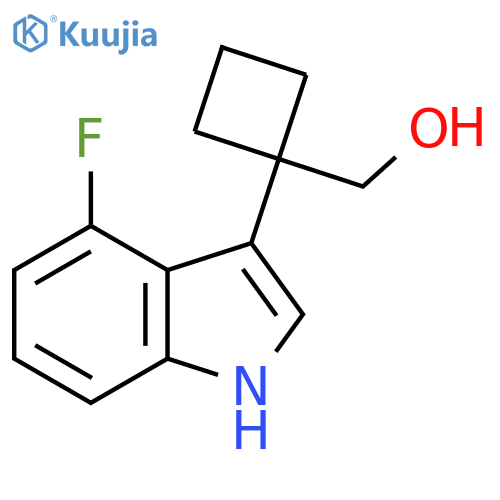 1-(4-fluoro-1H-indol-3-yl)cyclobutylmethanol structure