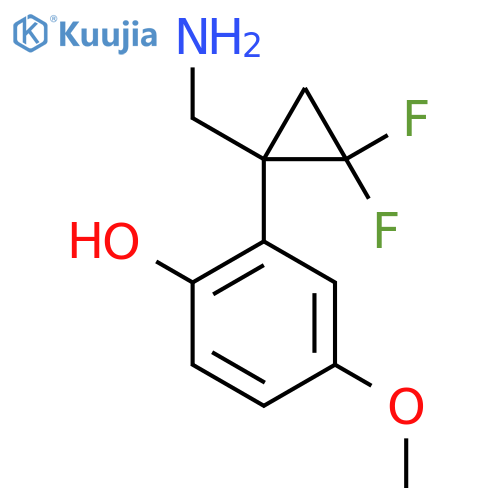 2-1-(aminomethyl)-2,2-difluorocyclopropyl-4-methoxyphenol structure