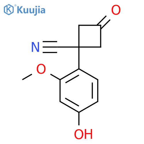 1-(4-hydroxy-2-methoxyphenyl)-3-oxocyclobutane-1-carbonitrile structure