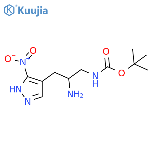 tert-butyl N-2-amino-3-(3-nitro-1H-pyrazol-4-yl)propylcarbamate structure