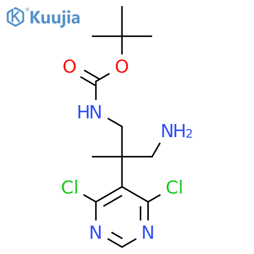 tert-butyl N-3-amino-2-(4,6-dichloropyrimidin-5-yl)-2-methylpropylcarbamate structure