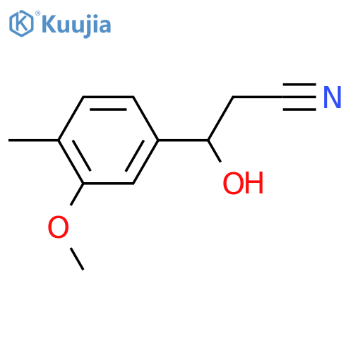 3-hydroxy-3-(3-methoxy-4-methylphenyl)propanenitrile structure