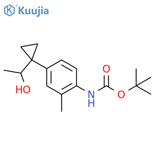tert-butyl N-{4-1-(1-hydroxyethyl)cyclopropyl-2-methylphenyl}carbamate structure
