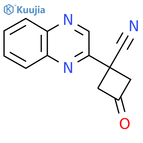 3-oxo-1-(quinoxalin-2-yl)cyclobutane-1-carbonitrile structure