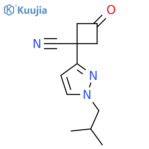 1-1-(2-methylpropyl)-1H-pyrazol-3-yl-3-oxocyclobutane-1-carbonitrile structure