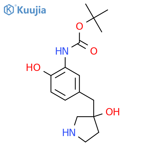 tert-butyl N-{2-hydroxy-5-(3-hydroxypyrrolidin-3-yl)methylphenyl}carbamate structure