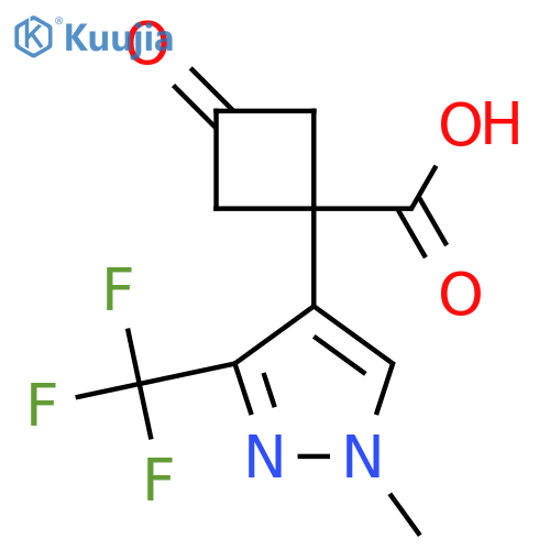 1-1-methyl-3-(trifluoromethyl)-1H-pyrazol-4-yl-3-oxocyclobutane-1-carboxylic acid structure
