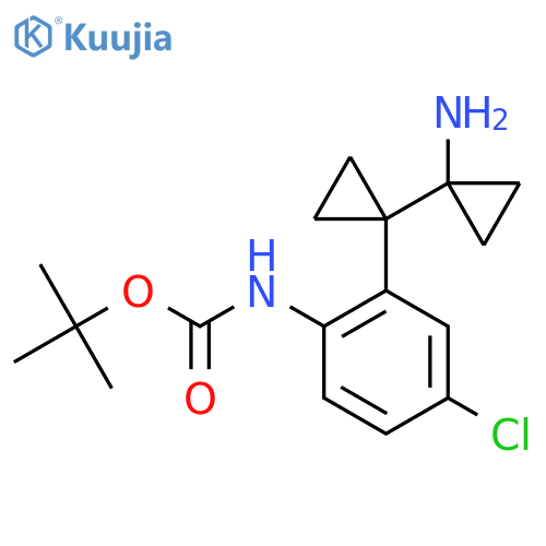 tert-butyl N-{2-[1-(1-aminocyclopropyl)cyclopropyl]-4-chlorophenyl}carbamate structure
